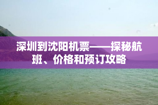 深圳到沈阳机票——探秘航班、价格和预订攻略