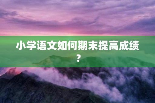 小学语文如何期末提高成绩？