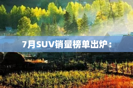 7月SUV销量榜单出炉：