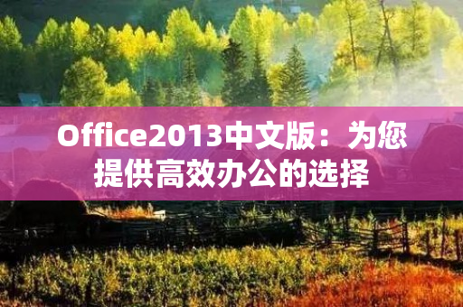 Office2013中文版：为您提供高效办公的选择