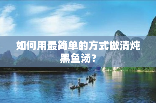 如何用最简单的方式做清炖黑鱼汤？