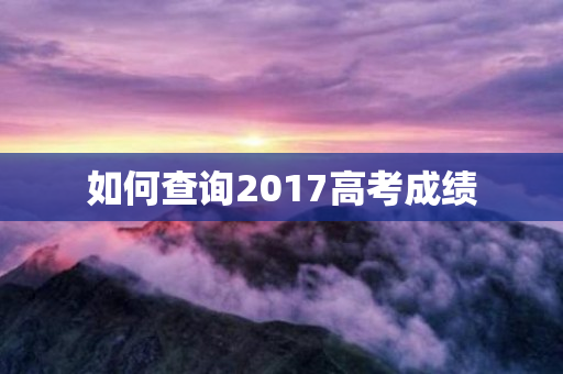 如何查询2017高考成绩