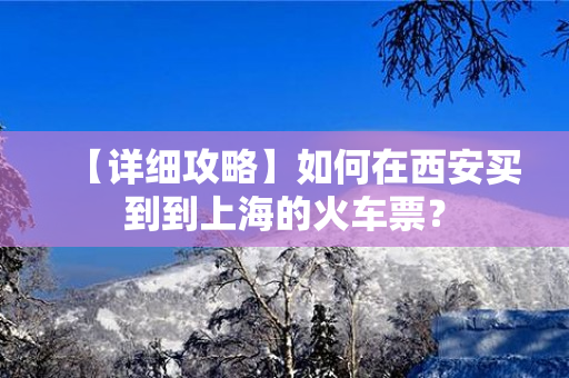 【详细攻略】如何在西安买到到上海的火车票？